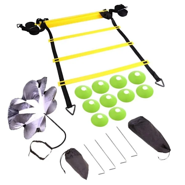 Speed and Agility Training Package 18 pieces - Speed and Agility Training Equipment for Football with Agility Ladder, Cones and Parachute