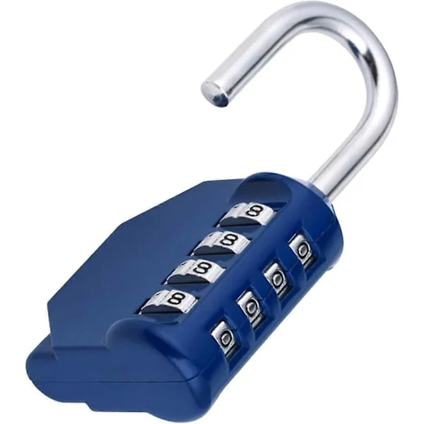 Combination Padlock, 4 Digit Coded Padlock, Gym Lock, School Locker Lock, Weatherproof Outdoor Combination Lock (Black) Blue