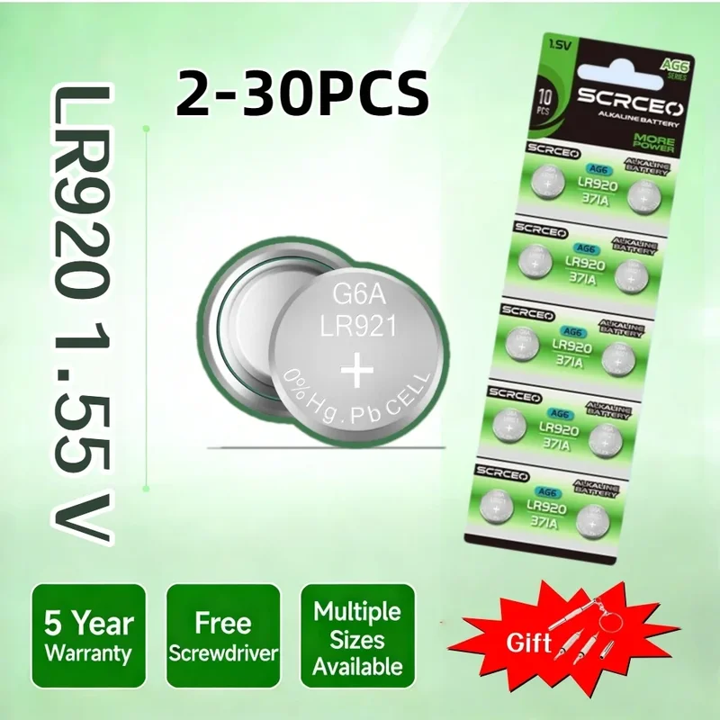 AliExpress - 2-30 piles bouton LR920 AG6 371 370 LR69 LR921 G6A SR920 pour montres, jouets, télécommandes, piles alcalines SR920SW AG 6 cellules