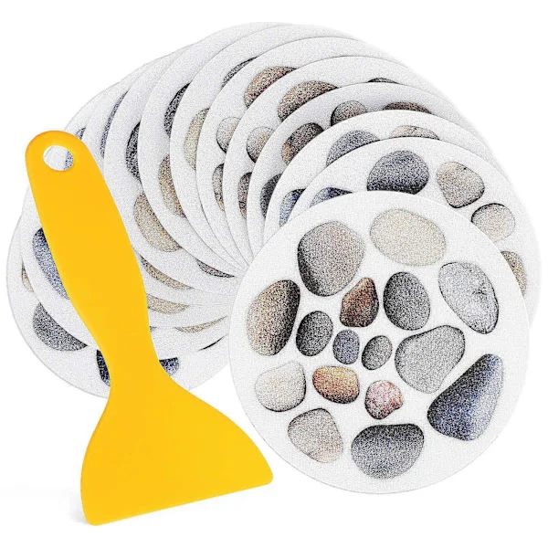Halkskydd Dusch Klistermärken Sten Badkar Klistermärken Självhäftande Halkskydd Dekaler för Badrum Användning Blandade Färger 15.00X15.00X0.20CM 12 