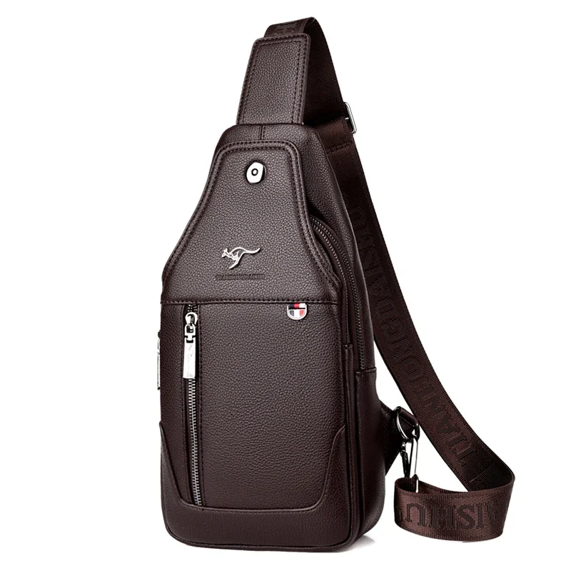 AliExpress - Sac à bandoulière en cuir pour homme, sac de poitrine pour homme, sac à bandoulière décontracté, marque de luxe, noir et marron