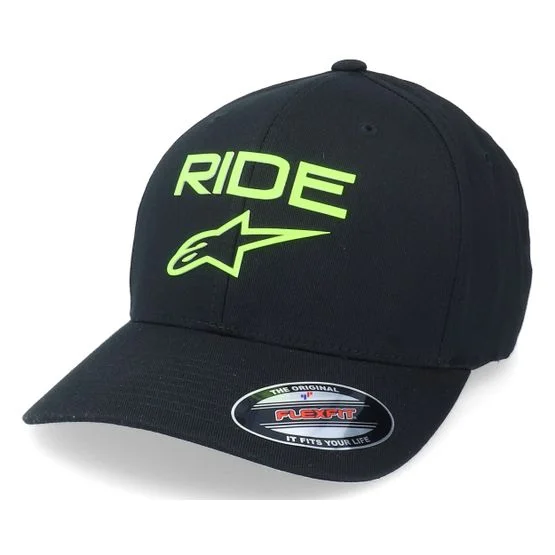 Alpinestars - Schwarz flexfit Cap - Ride Transfer Hat Black/Green Flexfit @ Hatstore, Schwarz/Grün, L/XL, Baumwolle