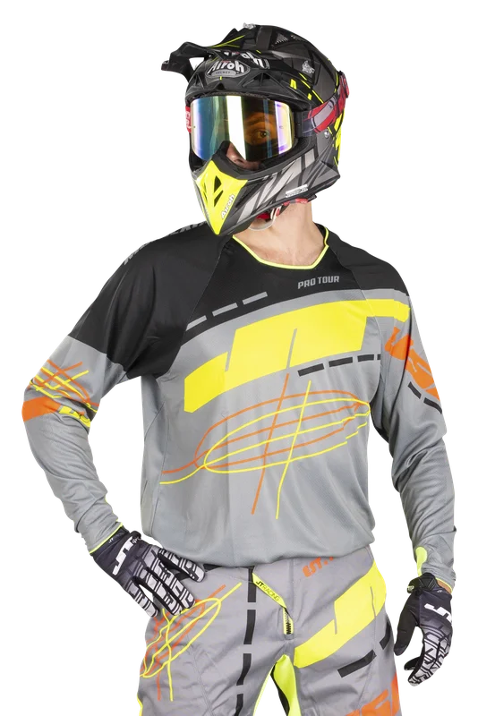 Crossshirt JT Racing Hyperlite Blueprint Grau/Schwarz/Gelb M