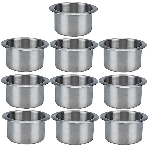 【BQ】10 st mugghållare Drycker Drop Mugghållare Bil Metall Mugghållare Pokerbord Mugghållare Rostfritt Stål Mugghållare-haoCJY Silver