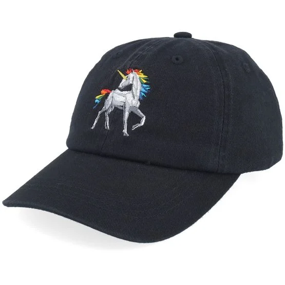 Seeberger - Black unconstructed Czapka Z Daszkiem - Kids Paper Origami Unicorn Black Washed Dad Cap @ Hatstore