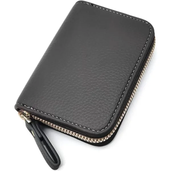 Women's Credit Card Holder, Small RFID Blocking Women's Wallet with Stainless Steel Zipper, Leather Accordion Wallet Pink Case for Women ID Compact
