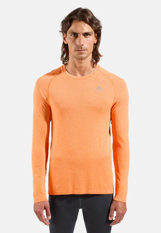 Odlo Men's Essential Seamless Long-Sleeve Running T-Shirt, XL, orange
