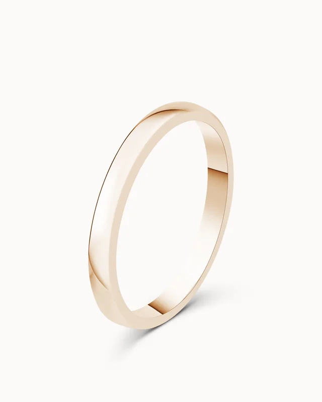 Slät Ring Dam Olivia 18K Roséguld 2MM - Förlovningsringar & Vigselringar hos Vanbruun