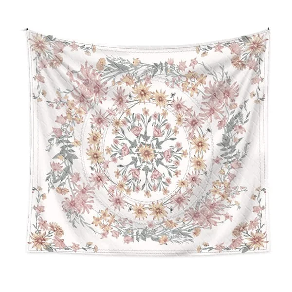 150×200cm Bohemsk Tapet - Rosa knust blomst, Tapet