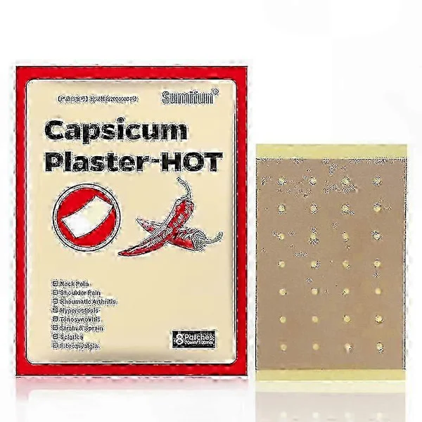 Chiliplaster til smertelindring, 8 stk. pr. pakke, urteplaster til muskel- og ledsmerter_fyj