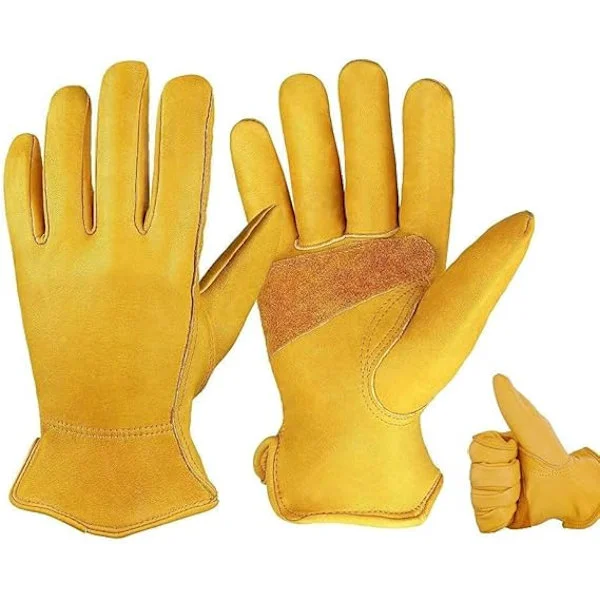 1 Pair Flexible and Thorn-Resistant Garden Gloves, Comfortable Leather Gardening Gloves, Welding Gloves for Men and Women, Size L
