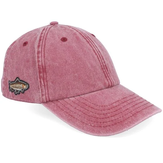 Skillfish - Tiny Brown Trout Vintage Washed Red Dad Cap Unconstructed Red Cap - @ Hatstore
