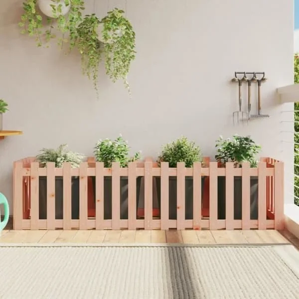 vidaXL Garden Raised Bed Staket Design Solid Douglas Wood 832510