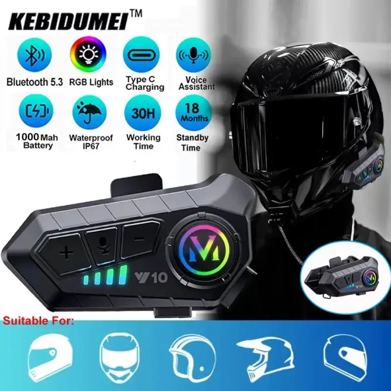 AliExpress - V5.3 Motorhelm Headset Bluetooth Headset Spraakbesturing Draadloos Handsfree bellen Oortelefoon IPx6 1000mAh met omgevingslicht