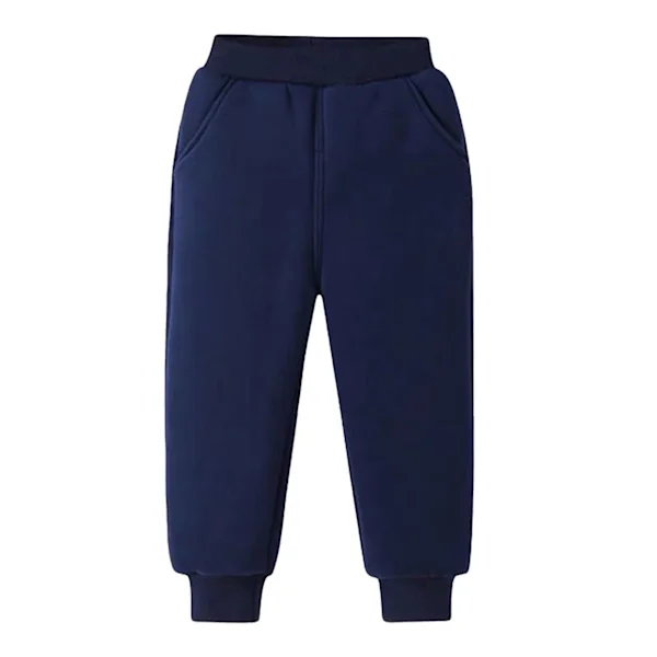 Fleece joggebukse for barn, elastisk midje, supermyk bomull, uformell varm fleecebukse for utendørs vinter, blå XL
