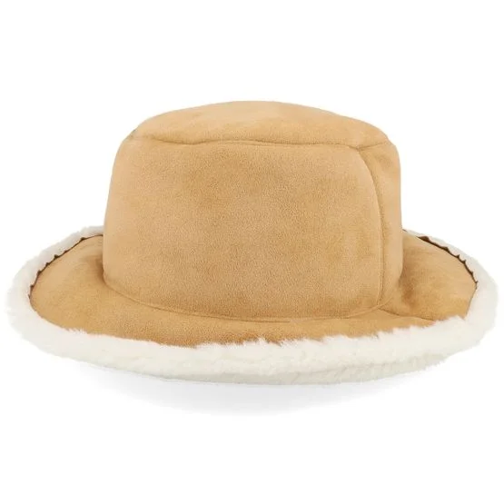 Seeberger - Beige bucket Hut - Faux Fur Hat Camel/Off-white Bucket @ Hatstore, Kunstfell, Damen, Größe 54-58 cm