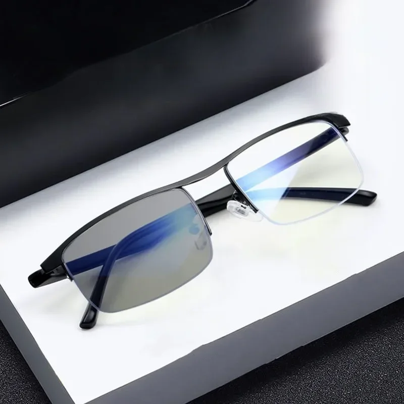AliExpress - Vintage Business Halbrahmen Photochrome Myopiebrille Metall Nahsichtbrille Fertige Minusbrille Dioptrien 0 bis -6,0