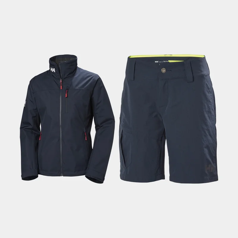 Conjunto de archipiélago Helly Hansen Crew Midlayer 2 + Quick-Dry Cargo, Navy, mujer, Medium + 30"