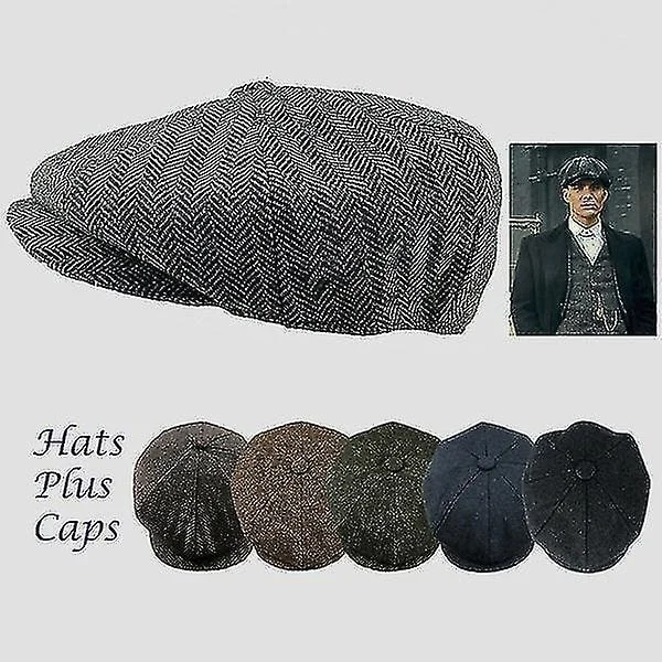 Ny Herremode Peaky Blinders Hat Herre Newsboy Cap Uldblend Hørbåndstweed Vinterhat Varmt