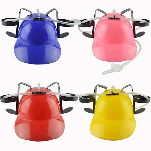 Beer Soda Drink Helmet Party Hat Birthday Party Outdoor Beer Hat Lazy Drinking Drink Helmet Hat Head -Sy blue