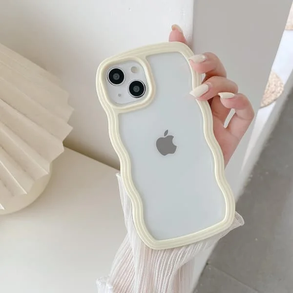 【NX】Kompatibel med iPhone 11-fodral, vågigt genomskinligt fodral kompatibelt med flickor och kvinnor, transparent skyddande silikonfodral - gul