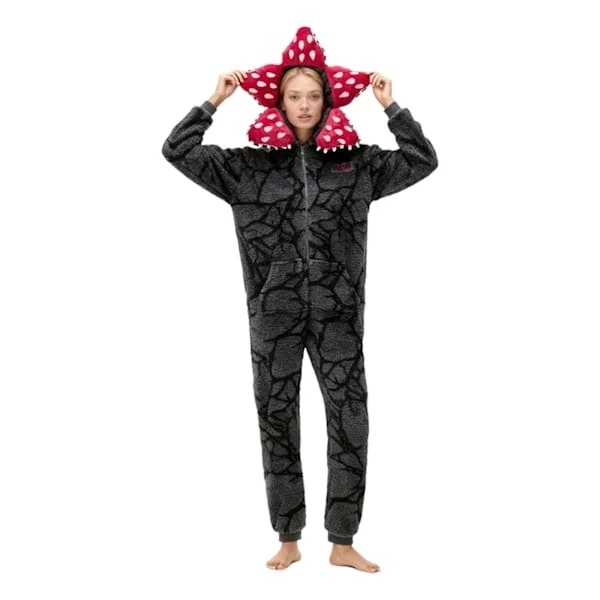 Stranger Things Carnivorous Plant Onesie Winter Couple Family Loungewear Role Play Cute Flannel Pajamas Black Black XXL-FX- XXL