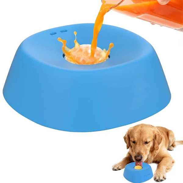 Langsom matskål for hunder, flytende godbiter, sklisikker [med innebygd godbitdispenser] beinkraft hundeslikkeskål 3/4 kopp yoghurt valp slikkeleke
