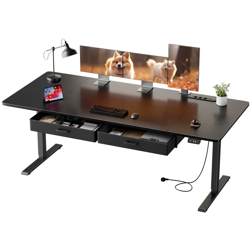 AliExpress - 120/140/160/180/200cm Elektrisch Höhenverstellbarer Schreibtisch, Robuster Großer Sitz-Steh-Tisch, Gaming-Tisch mit Steckdose & Schublade