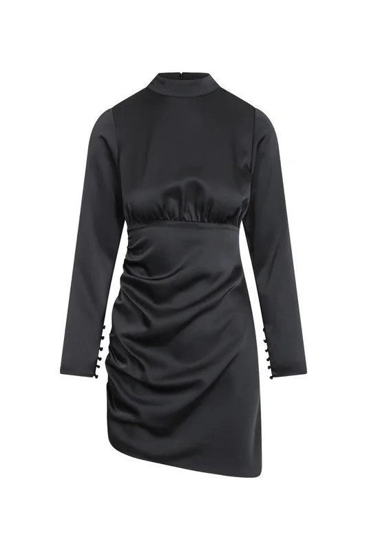 Isabel Dress Black Satin Party Dress XS
