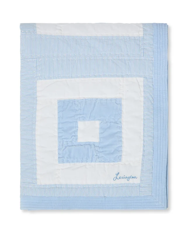 Lexington Gesteppte patchwork tagesdecke aus bio-baumwolle, blau/weiß