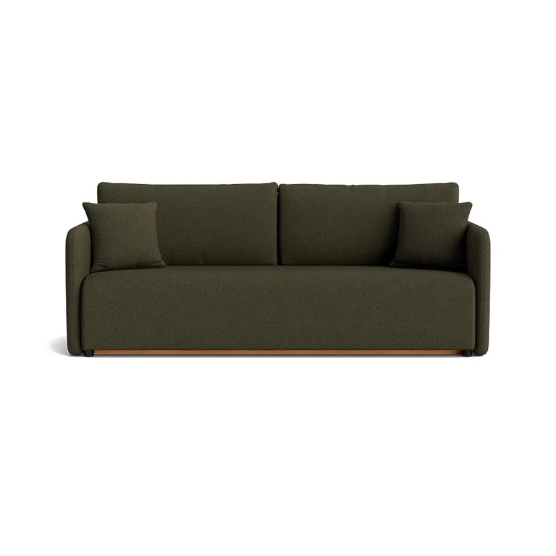 Firenze 3 personers sovesofa, Loop Grøn - med opbevaring, 2 pyntepuder - 220x100x88cm - Sofa, sovesofa, sovemål 198x145cm