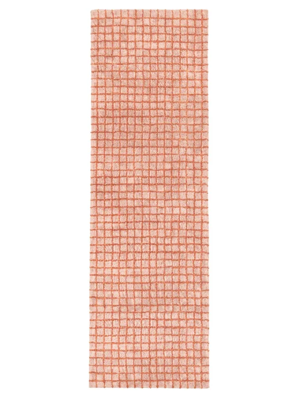 Linn Lavable 80X250 Pequeño Rosa/Terracota Cuadros Pasillo Alfombra De Algodón
