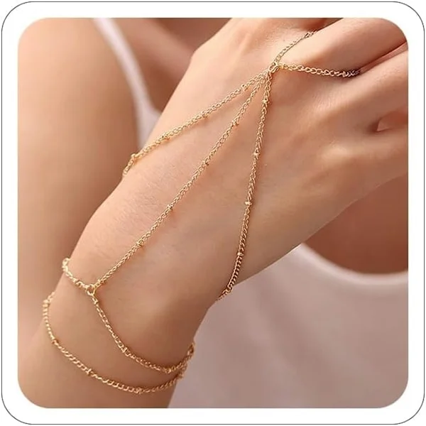 Ring Armbånd Håndkæde Armbånd Simpelt Guld Finger Armbånd Ring Håndkæde Sølv Armbånd Boho Dejlig Sommer Strand