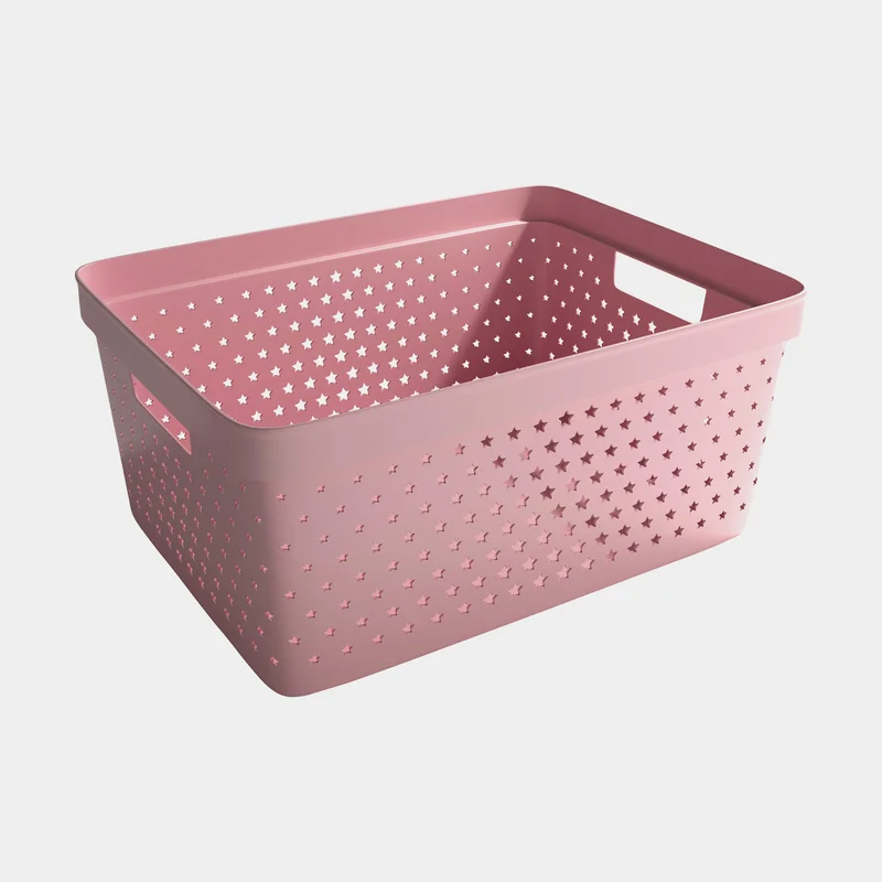 Panier de rangement en plastique Nordiska Plast Store It Star Basket, vieux rose, 358 x 271 x 160 mm, 13 litres