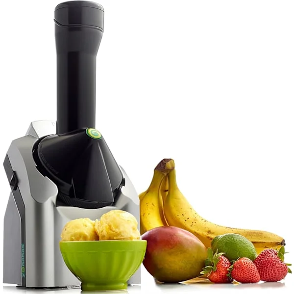 Klassisk frossen frukt softismaskin, sunn vegansk og melkefri dessertmaskin, 200W med 36 oppskrifter, BPA-fri, enkel rengjøring – sølv