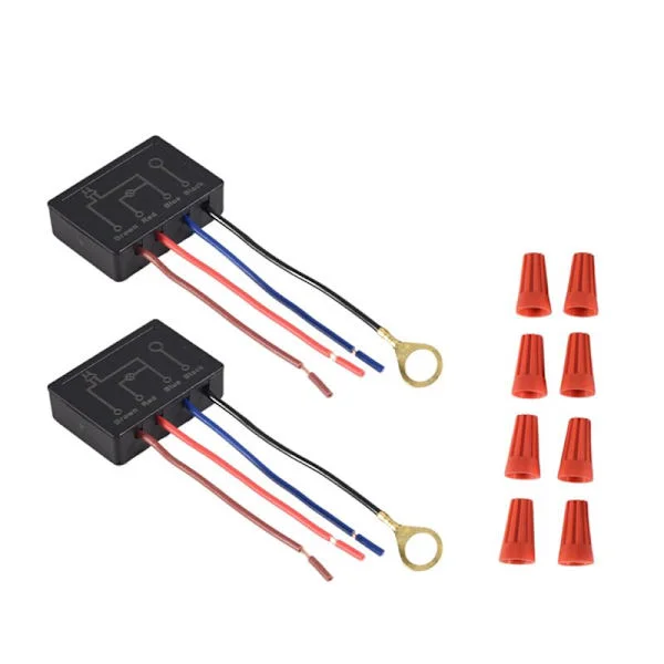 2-pack tryckknappsbrytare för lampor, tryckknappskontrollmodul för dimbara LED-lampor, glödlampor, lampbrytarersättningskit med kopplingshattar