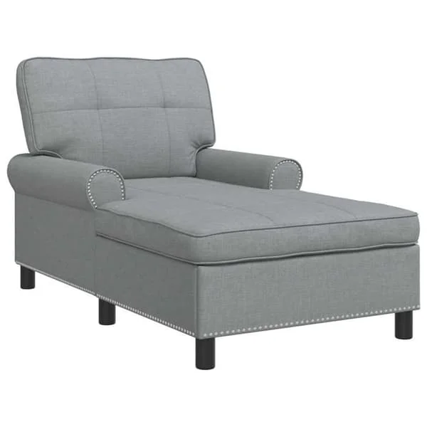 Modern chaise longue - vidaXL - Ljusgrå - 91x157x91 cm - Andningsbart tyg - Mjuka armstöd - Avtagbar kudde