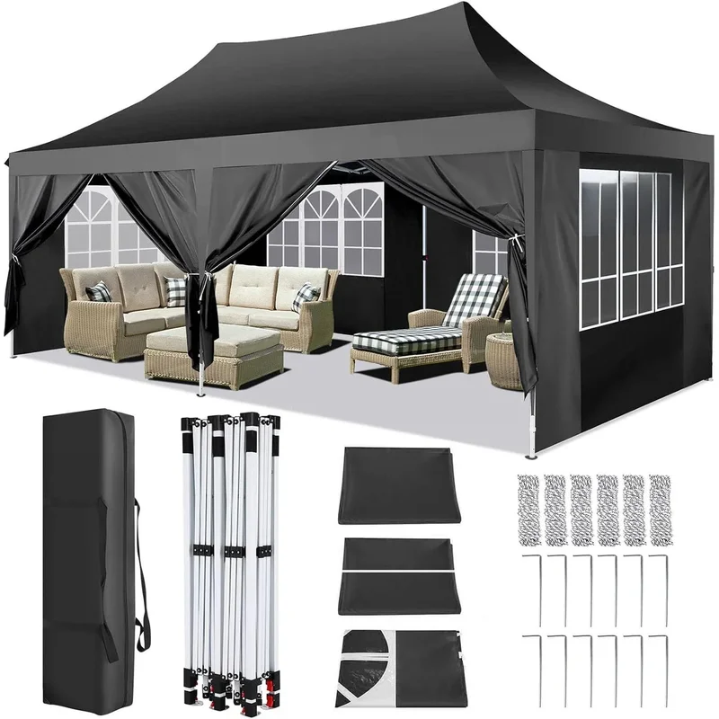AliExpress - COBIZI-Tente Tonnelle Pop Up Étanche avec 6 Flancs, Gazébo d'Extérieur, Jardin, Marché de Mariage, 3x6m