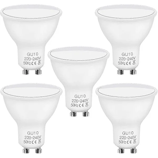Gu10 LED Pære, 5 stk Gu10 LED 5w Tilsvarende Glødepære - Kald Hvit 6500k Ikke-dimbar
