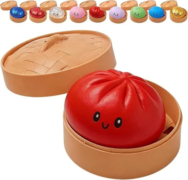 Glitter Dumpling, Glitter Dumpling Squishy with Box, Dumpling Sensory Squeeze Toy for Stress Relief