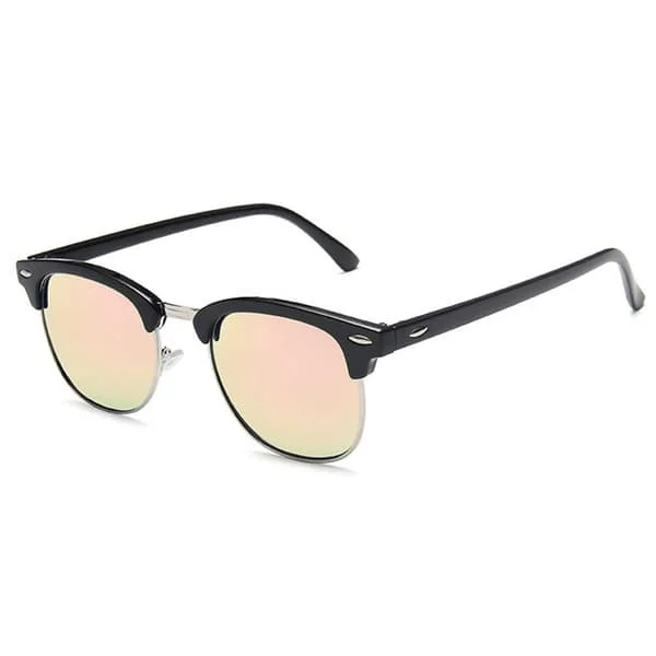 Svarta Clubmaster Solglasögon Rosa Spegelglas