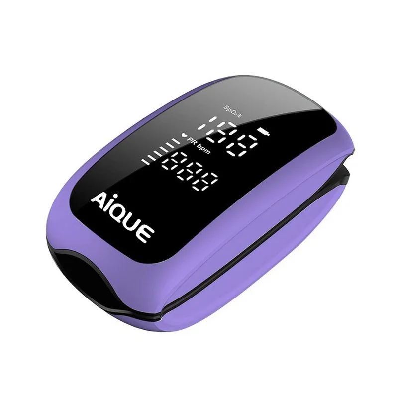 AliExpress - AiQUE Lila wiederaufladbares Oximeter, medizinisches Lanyard, Fingerspitzen-Pulsoximeter, Blutsauerstoff-Sättigungsmonitor, digitale LED