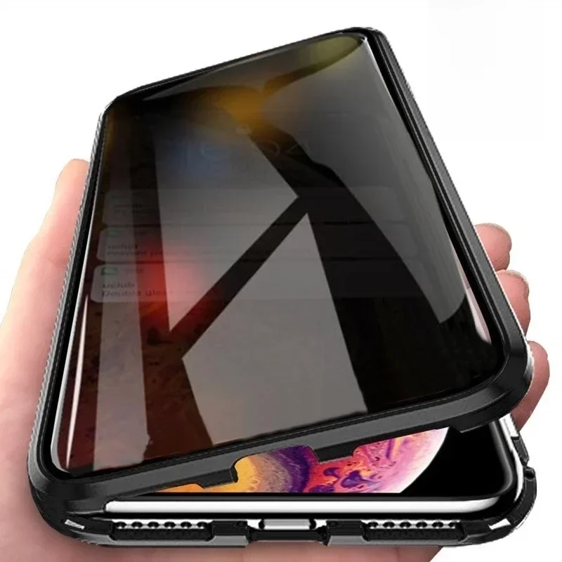 AliExpress - Magnetische Datenschutz-Schutzhülle aus gehärtetem Glas und Metall für iPhone 17 16 15 14 13 12 11 XR 11 Pro MAX – 360°-Magnet-Anti-