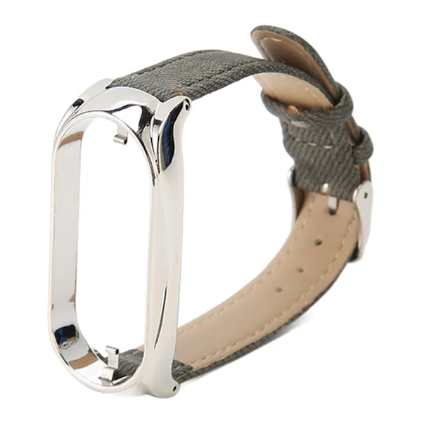Klockarmband Tyg Justerbart Andningsbart Smartwatch Ersättningsarmband för Mi Band 7 Grått Tyg Silverfodral