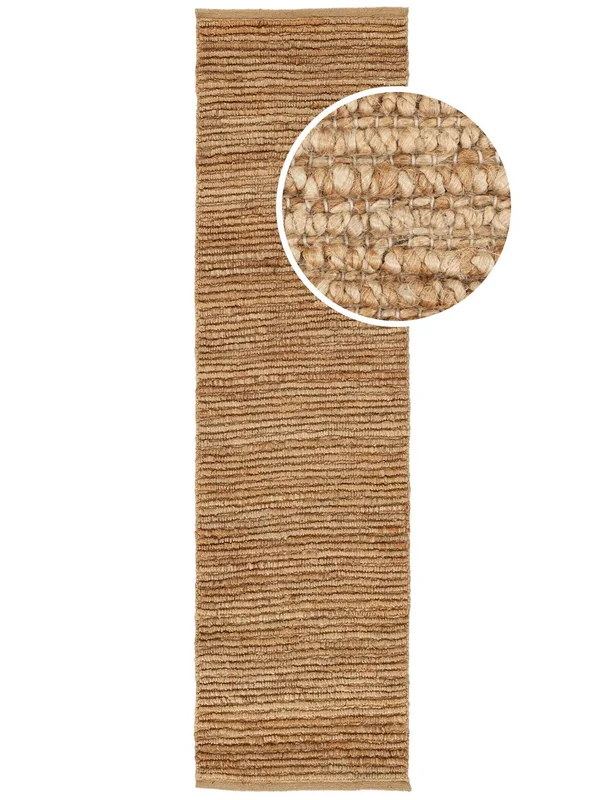 Jute Ribbed Beige Gångmatta Liten