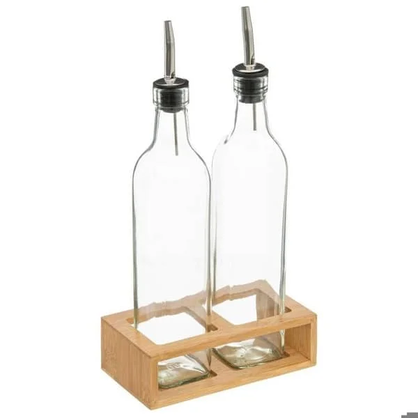 Flaskor olja/ättika glas bambu 0,48L - 5 fem enkelt smart