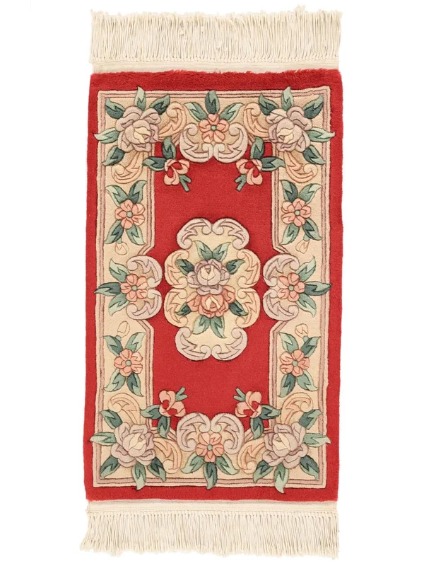 Tapis D'orient Chinois 90 Line 52X87 Beige/Rouge Foncé (Laine, )