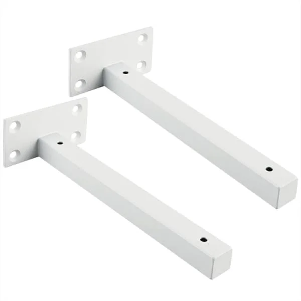 Floating Shelf Bracket, Invisible Hidden Heavy Duty Shelf Support for Blind Wood Shelves Wall Mounted, Metal Frosted White Finish, 2 Pcs