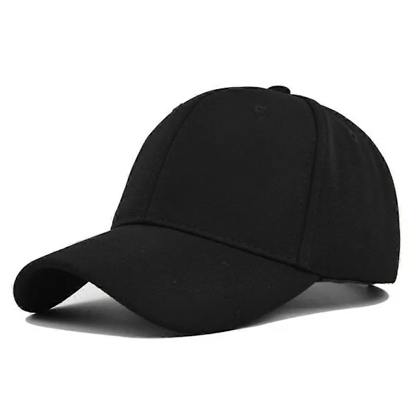 Black Hard Cotton Baseball Cap Solid Sun Protection Cap for Men and Women Duckbill Baseball Cap