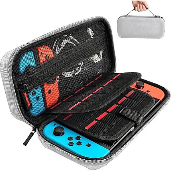 Växlingsveske - Bæreveske med 20 spillkassetter, for Nintendo Switch-konsoll og tilbehør, grå